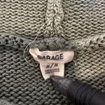 Garage M Olive Green Open Knitted Monochrome Striped Cropped Hoodie Pullover Photo 4