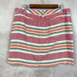 Old Navy  Striped Linen Blend Skirt‎ Womens Size 12 Red Multicolor Coastal Resort Photo 2