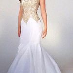 White & Gold Mermaid Dress Size 0 Photo 0