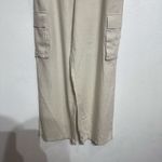 Happily Grey Khaki Linen Blend Cream Wide Leg Cargo Pants Sz L Size L Photo 2