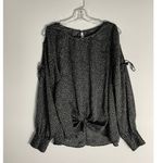Lane Bryant Black And White Cold Shoulder Long Sleeve Shirt Blouse SZ 20 Photo 8