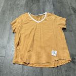 Tommy Hilfiger  Women's mustard Yellow stripes v neck sport large athlete Photo 1