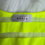 Women's Magia USA Neon Stripe Mesh Accent Midi Dress Cover Up *No Size Tag* Yellow Photo 4