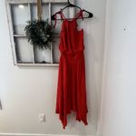 Maurice's NWT Smocked Waist Shark Bite Halter Neck Midi Dress Red Sundress XS Photo 9