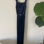 Staud Women's Sleeveless Wide Leg Velvet Silk Rayon Jumpsuit Navy Size 4 Blue Photo 0