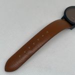 Women quartz watch black tone case 35mm brown dial leather band running Photo 4