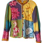 Vintage Sandy Starkman Floral Embroidered Art To Wear Cardigan Green Photo 9