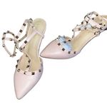 Liliana Chunky Heel Comfort Studded Flats Rivet Strappy D'orsay Pointed Toe Women Shoes Photo 1