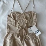 ZARA Beige Linen Dress With Slit Detail And Strappy Open Back From Italy Photo 5