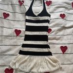Princess Polly Black and White Striped Halter dress Photo 3