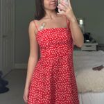 Oh Polly Adorable red and white flowy dress Photo 1