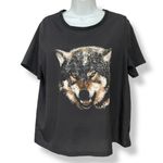 Lyke Mynded Wolf Top Short‎ Sleeve Black Sz Medium Relaxed Fit Lightweight Shirt Photo 0