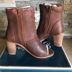 Seychelles Brown Leather Peep Toe Booties  Photo 0