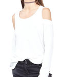Michael Lauren  White Long Sleeve Open‎ Shoulder Top Size Large New Photo 0