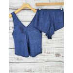Vintage Lucie Ann II Floral Cami Shorts Set Lace Trim Lingerie Pajama Medium Blue Photo 3