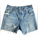 Levi's Premium 501 Distressed Denim Cutoff Shorts Size 29 Medium Wash Photo 2