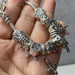 Premier Designs Premier Design Silver Tone Charm Bracelet Cross Heart Dangle Beads Luck Scroll Photo 9