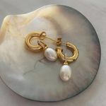 Dangle pearl earrings diamond earrings gold earrings Photo 0