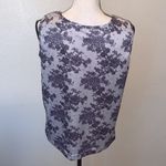 Blair  vintage gray lace print sleeveless pleated blouse Photo 4