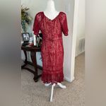 Ryan Michelle Burgundy Lace Midi Dress | Size XL | Made in Vietnam Red Photo 3