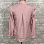Cloth & Stone  Anthropologie Pink Ruffled Chambray Button Down Shirt Photo 4