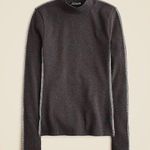 J.Crew NWT  Premium Rib Turtleneck Long Sleeve Top Whipstitch Trim Grey flaw Photo 0