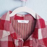 TALULAH  Red and Cream Plaid Oversized Tunic Dress Photo 6