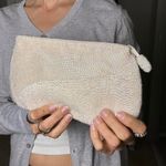 Women's Cream and White Beaded Bag Photo 3