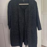 Eileen Fisher  Virgin Wool textured tweed Pockets Open Cardigan jacket black Photo 0