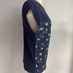 Navy Shamrock Satin Blouse NWT Blue Photo 3