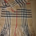 Nova Check Beige Plaid Scarf Wrap Blend Fringe 60 by 12 Classic Checkered Patter Black Photo 7