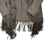 Muche et Muchette tan ultra suede soft knit fringes waterfall cardigan medium Photo 1