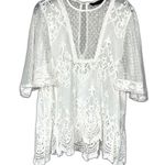 ZARA White Embroidered Lace Eyelet Flutter Sleeved Blouse Size XS Photo 0