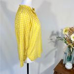 J.Crew  Pintuck Yellow Gingham Blouse Ruffle Neck Long Sleeve Sz 2P💛 Photo 4