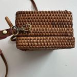 Wicker Case Purse Mini Crossbody Convertible Leather Strap Rattan Picnic Chest Brown Photo 6