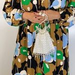 Vintage Beaded Drawstring Bag White Iridescent Boho Cocktail Wedding Photo 0