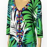Berek Green Tropical Heavy Beads Cardigan Size L Black Size L Photo 0