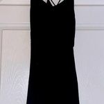 JustFab Extra Small Black with White Stripe High Low Strap Dress Photo 0