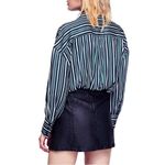 Free People Mad About You Striped Satin Button Down Shirt Small Photo 2