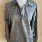 Silk Cashmere Moda International V Neck Collared Lightweight Shirt Gray Size M Photo 0