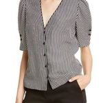frame denim Frame Black White Striped Silk Blouse Photo 0