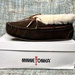 Minnetonka Women's Chrissy Lined Bootie Slippers in Chocolate Suede Photo 0