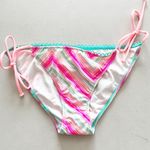 Victoria's Secret Victoria’s Secret Pink Blue Stripe Metallic Ruffle Trim Bikini Bottom Photo 0