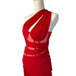 NBD  Christian Gown in Red Medium New Womens Long Maxi one shoulder formal Dress Photo 7