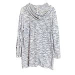 CJ Banks Oversized Hoodie Womens X Black Marled Tunic Top Casual Buttons Cozy Blue Size XL Photo 2