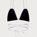 Berlook Contrast Triangle Halter Bikini Top and Contrast Tie Bikini Bottom Black Size M Photo 9