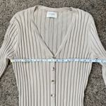 Dissh Sylvia Stone Ribbed Knit Midi Dress Cream Beige Long Sleeve Button Down XL Tan Photo 9