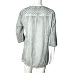Ania A Shirt‎ Womens Small Dusty Blue Lace Accents Pocket Lagenlook Artsy Boho Photo 2