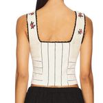 Free People Cream and Black Embroidered Top Photo 6