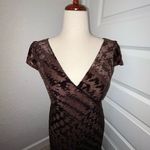 Calvin Klein  Ruffle Cap Sleeve Burn Out Herringbone Monochromatic Print Dress Size 10  Photo 1